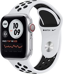 Image of Apple Watch Nike Series 6 40 mm kast van zilver aluminium met zilver/zwart sportbandje van Nike [wifi + cellular] (Refurbished)