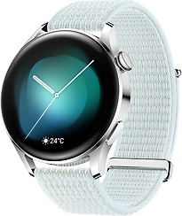 Huawei Watch 3 46 mm silber am Nylon Armband grau blau [Wi-Fi + 4G, Elite Edition]