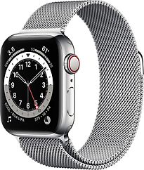 Image of Apple Watch Series 6 40 mm kast van zilver roestvrij staal met zilver Milanees bandje [wifi + cellular] (Refurbished)