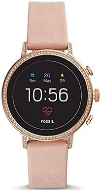 Fossil Venture HR 40 mm rosÃ©oro con strass am Bracciale in pelle rosa [Wi-Fi, 4. Generazione]