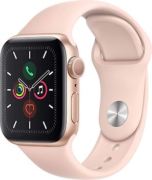 Apple Watch Series 5 40 mm Aluminiumgeh use gold am Sportarmband sandrosa Wi Fi