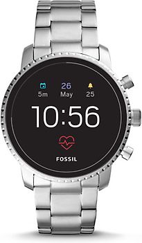 Fossil Explorist HR 45 mm argento am Bracciale in acciaio inossidabile argento [Wi-Fi, 4. Generazione]