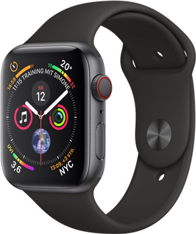 Rebuy Apple Watch Series 4 44 mm aluminium spacegrijs met sportarmband [wifi + cellular] zwart aanbieding