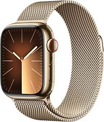 Apple Watch Series 9 Cassa in Acciaio inossidabile 41 mm color Oro con Loop in maglia milanese Oro [Wi-Fi + Cellulare]