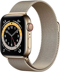 Apple Watch Series 6 40 mm Cassa in acciaio inossidabile oro con Loop in maglia milanese oro [Wi Fi + Cel