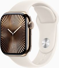 Apple Watch Series 10 42 mm Cassa in Titanio Oro con Cinturino Sport S/M colore Galassia [Wi-Fi + Cellulare]