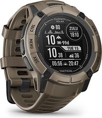 Garmin Instinct 2X Solar Tactical editie 50 mm bruin met een bruin siliconen polsband - refurbished