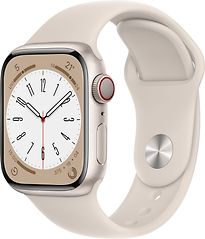 Image of Apple Watch Series 8 41 mm kast van sterrenlicht aluminium op beige geweven sportbandje [Wi-Fi + Cellular] (Refurbished)