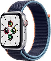 Image of Apple Watch SE 44 mm kast van zilver aluminium met Sport Loop blauw [wifi + cellular] (Refurbished)