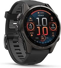 Garmin Fenix 8 47 mm grigio carbonio con cinturino in silicone colore nero [Wi-Fi, Sapphire Edition]