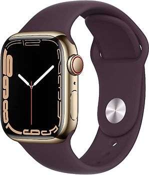 Apple Watch Series 7 45 mm Edelstahlgeh use gold am Sportarmband