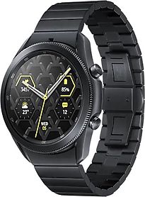 Image of Samsung Galaxy Watch3 45 mm titanium zwarte roestvrijstalen behuizing met zwarte metalen polsband [Wifi] (Refurbished)