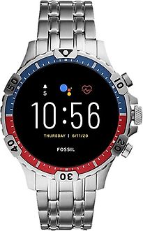 Fossil Garrett Hr 46 Mm Silber Am Edelstahlarmband Silber [Wi-Fi, 5. Generation]