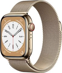 Apple Watch Series 8 41 mm Cassa in acciaio inossidabile colore oro con Cinturino in maglia milanese colore oro [Wi-Fi + Cellular]