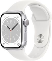 Image of Apple Watch Series 8 41 mm kast van zilverkleurig aluminium op wit geweven sportbandje [Wi-Fi] (Refurbished)