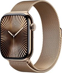 Apple Watch Series 10 46 mm Cassa in Titanio Oro con Cinturino Loop in Maglia Milanese M/L colore Oro [Wi-Fi + Cellulare]