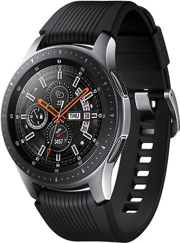 Rebuy Samsung Galaxy Watch 46 mm zilver met siliconenarmband [wifi] zwart aanbieding