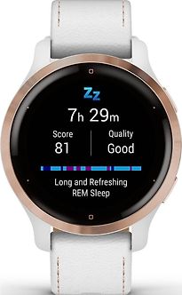 Garmin Venu 2S 40 mm oro rosa con cinturino in pelle color bianco[Wi-Fi]