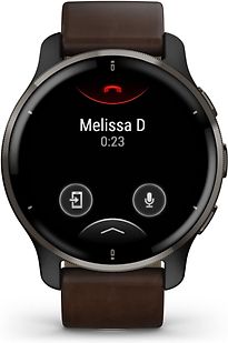 Garmin Venu 2 Plus 43 mm nero con cinturino in pelle colore marrone scuro [Wi-Fi]
