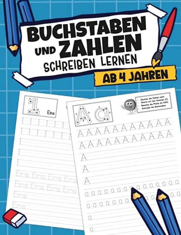 Engl. Leicht Einfach 4 Buchstaben Buchstaben und Zahlen schreiben lernen ab 4 Jahren: Buchstaben und