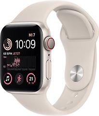 Image of Apple Watch SE 2022 40 mm kast van sterrenlicht aluminium op beige geweven sportbandje [Wi-Fi + Cellular] (Refurbished)
