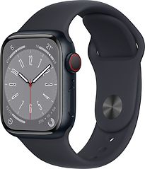 Image of Apple Watch Series 8 41 mm kast van middernacht aluminium op zwart geweven sportbandje [Wi-Fi + Cellular] (Refurbished)