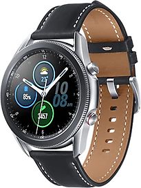 Image of Samsung Galaxy Watch3 45 mm roestvrijstalen behuizing zilver met zwarte leren polsband [Wifi] (Refurbished)