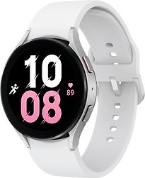 Samsung Galaxy Watch5 44 mm horlogekast van Grey Aluminium op White Sport Band S/M [Wi-Fi + 4G]